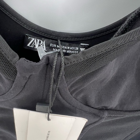 Zara Corset Combination Mesh Black Mini Dress - Picture 5 of 7